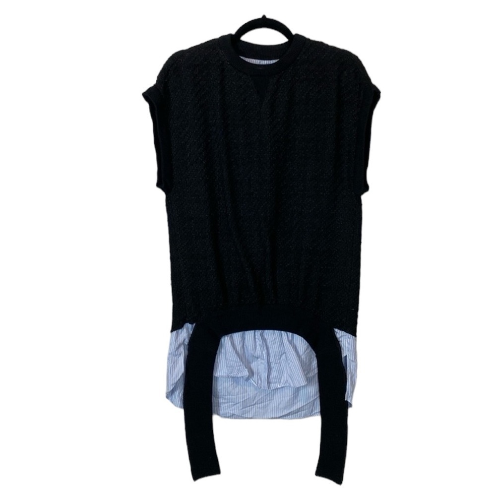 Zara black sweater dress with blouse layer